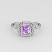 1.18 Ct. Purplish Pink Sapphire Ring, 18K White Gold 1