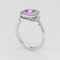 1.18 Ct. Purplish Pink Sapphire Ring, 18K White Gold 2
