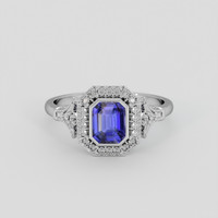 1.01 Ct. Purplish Blue Sapphire Ring, 18K White Gold 1