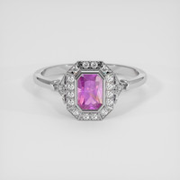 0.78 Ct. Purplish Pink Sapphire Ring, 18K White Gold 1