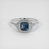 2.04 Ct. Greenish Blue Sapphire Ring, 18K White Gold 1