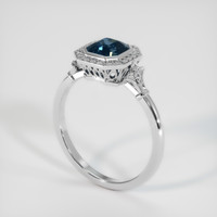 2.04 Ct. Greenish Blue Sapphire Ring, 18K White Gold 2