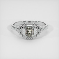 1.01 Ct. Greenish Brown Sapphire Ring, 18K White Gold 1