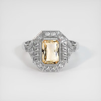 0.96 Ct. Peach Sapphire Ring, 18K White Gold 1