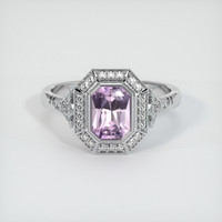 1.05 Ct. Pinkish Purple Sapphire Ring, 18K White Gold 1