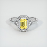1.00 Ct. Yellow Sapphire Ring, 18K White Gold 1