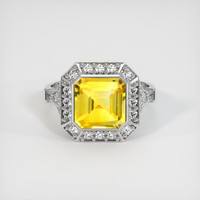4.06 Ct. Yellow Sapphire Ring, 18K White Gold 1