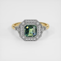 1.61 Ct. Bluish Green Sapphire Ring, 18K White & Yellow 1