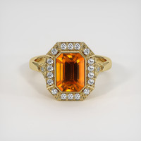 3.05 Ct. Orange Sapphire Ring, 14K Yellow Gold 1