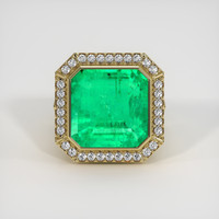 14.02 Ct. Emerald Ring, 18K Yellow Gold 1