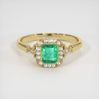 0.68 Ct. Emerald Ring, 18K Yellow Gold 1