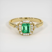 0.78 Ct. Emerald Ring, 18K Yellow Gold 1