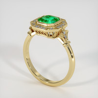 0.96 Ct. Emerald Ring, 18K Yellow Gold 2