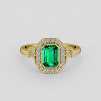 0.97 Ct. Emerald Ring, 18K Yellow Gold 1
