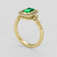 0.97 Ct. Emerald Ring, 18K Yellow Gold 2