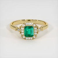 0.78 Ct. Emerald Ring, 18K Yellow Gold 1