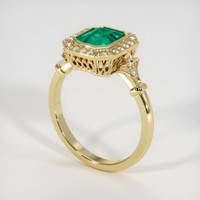 0.99 Ct. Emerald Ring, 18K Yellow Gold 2