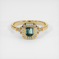 0.64 Ct. Green Sapphire Ring, 18K Yellow Gold 1