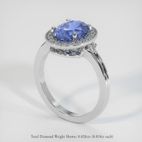 2.57 Ct. Blue Sapphire Ring, Platinum 950 2
