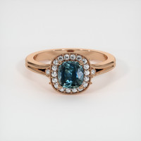 0.94 Ct. Greenish Blue Sapphire Ring, 14K Rose Gold 1