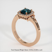 0.94 Ct. Greenish Blue Sapphire Ring, 14K Rose Gold 2