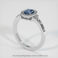 0.75 Ct. Blue Sapphire Ring, 10K White Gold 2
