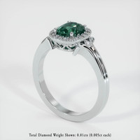 0.88 Ct. Bluish Green Sapphire Ring, 14K White Gold 2
