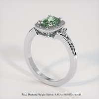 1.24 Ct. Green Sapphire Ring, 14K White Gold 2