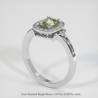 1.34 Ct. Green Sapphire Ring, 14K White Gold 2