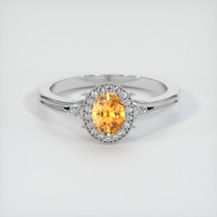 0.59 Ct. Peach Sapphire Ring, 14K White Gold 1