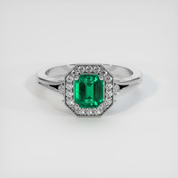1.04 Ct. Emerald Ring, 18K White Gold 1