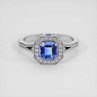 0.95 Ct. Blue Sapphire Ring, 18K White Gold 1