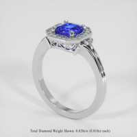 0.95 Ct. Blue Sapphire Ring, 18K White Gold 2