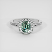 1.28 Ct. Bluish Green Sapphire Ring, 18K White Gold 1