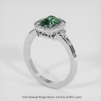 1.28 Ct. Bluish Green Sapphire Ring, 18K White Gold 2
