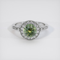1.67 Ct. Yellowish Green Sapphire Ring, 18K White Gold 1