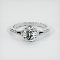 0.51 Ct. Green Sapphire Ring, 18K White Gold 1