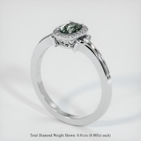 0.51 Ct. Green Sapphire Ring, 18K White Gold 2