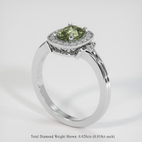 1.34 Ct. Green Sapphire Ring, 18K White Gold 2