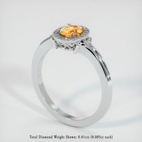 0.59 Ct. Peach Sapphire Ring, 18K White Gold 2