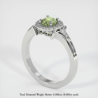 0.78 Ct. Yellowish Green Sapphire Ring, 18K White Gold 2