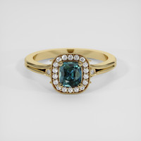 1.01 Ct. Greenish Blue Sapphire Ring, 14K Yellow Gold 1