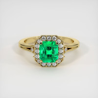 1.36 Ct. Emerald Ring, 18K Yellow Gold 1