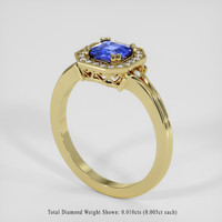 0.95 Ct. Blue Sapphire Ring, 18K Yellow Gold 2