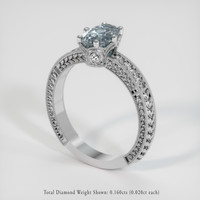 1.51 Ct. Greyish Blue Sapphire Ring, Platinum 950 2