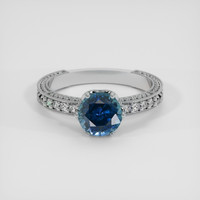 1.82 Ct. Greenish Blue Sapphire Ring, Platinum 950 1