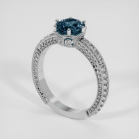 1.82 Ct. Greenish Blue Sapphire Ring, Platinum 950 2