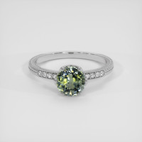 1.06 Ct. Green Sapphire Ring, Platinum 950 1