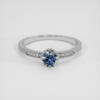 0.68 Ct. Greenish Blue Sapphire Ring, Platinum 950 1