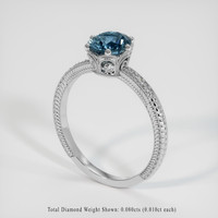 0.86 Ct. Greenish Blue Sapphire Ring, Platinum 950 2